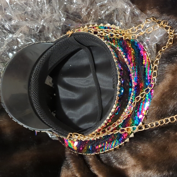 Sequin & rhinestone rave festival captain's hat - Picture 4 of 5